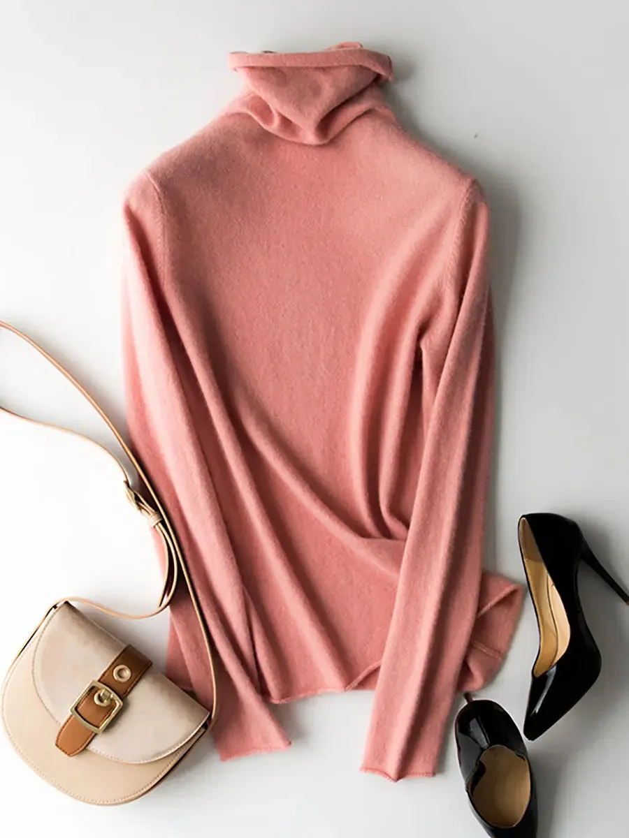 Women Wool Solid Turtleneck Baseshirt