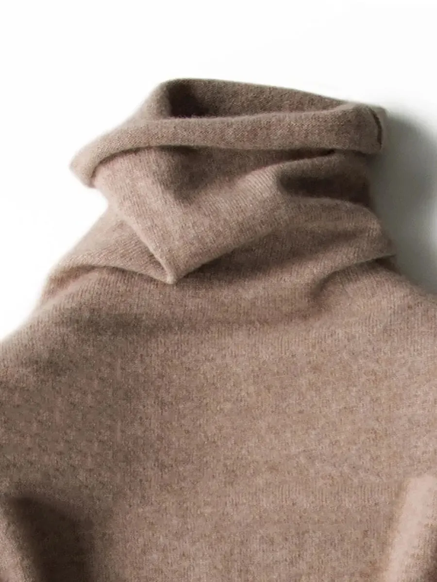 Women Wool Solid Turtleneck Baseshirt