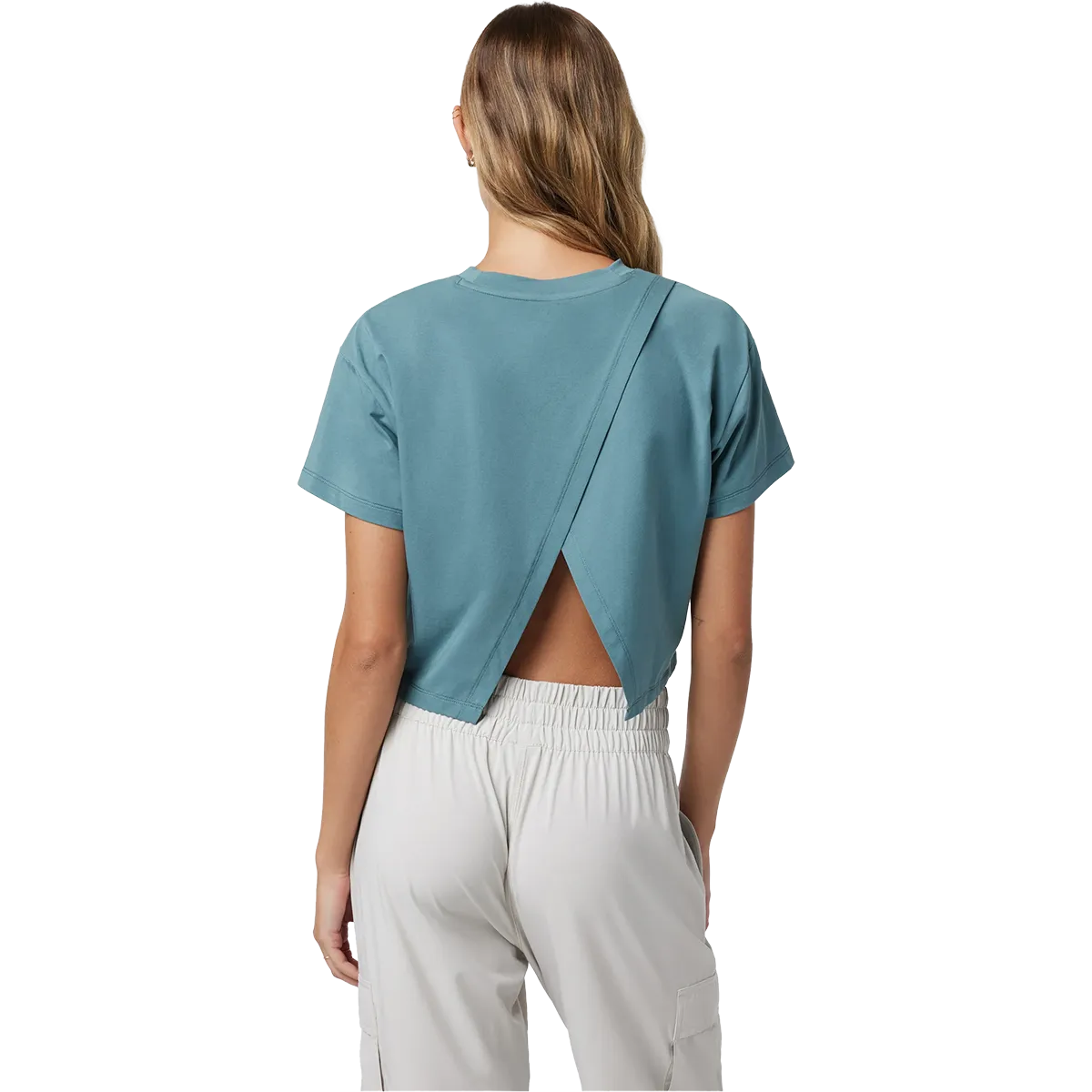 Women's Feather Cross Back Short Sleeve